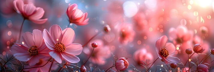 Beautiful Cosmos Flowers Blooming Garden, HD, Background Wallpaper, Desktop Wallpaper