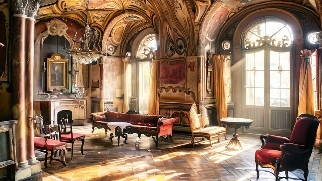 Interior of a generic magnificent old gothic castle