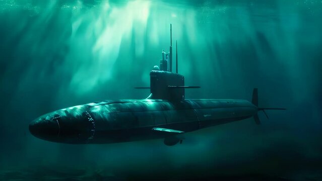 A nuclear submarine underwater