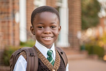 Smiling Boy in Vintage School Uniform Generative AI
