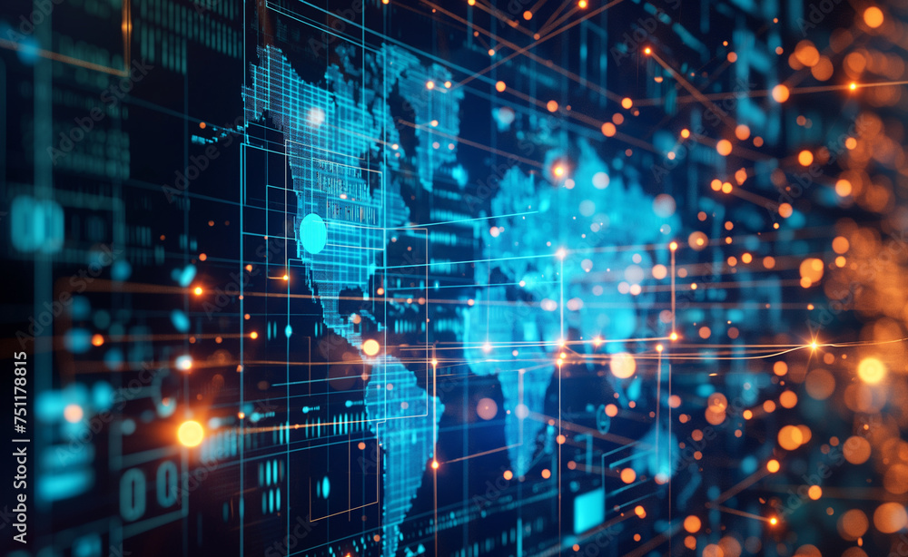 Poster cyberspace nexus: global data exchange across world maps. global data exchange: mapping the cyber co