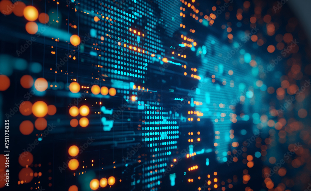 Poster cyberspace nexus: global data exchange across world maps. global data exchange: mapping the cyber co