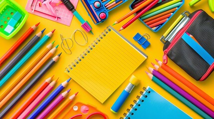 Colorful Stationery and School Supplies Generative AI