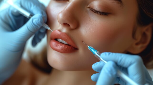 female lips close up cosmetic injections