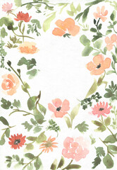 Watercolor floral background made of simple flowers
