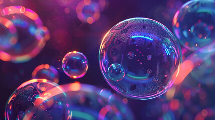 Abstract background with colorful soap bubbles. 3d rendering, 3d illustration. - obrazy, fototapety, plakaty