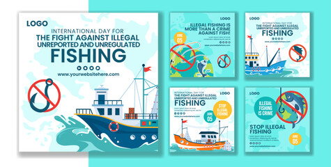 Illegal Against Fishing Social Media Post Flat Cartoon Hand Drawn Templates Background Illustration