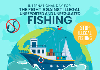 Illegal Against Fishing Social Media Background Flat Cartoon Hand Drawn Templates Illustration