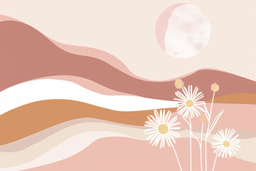 Creative minimalist hand draw Abstract art background. Modern aesthetic illustrations.