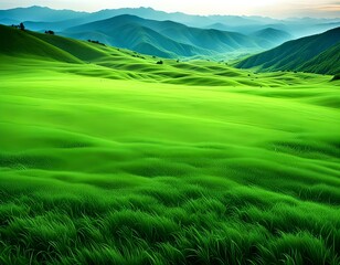 Green field and Mountains
