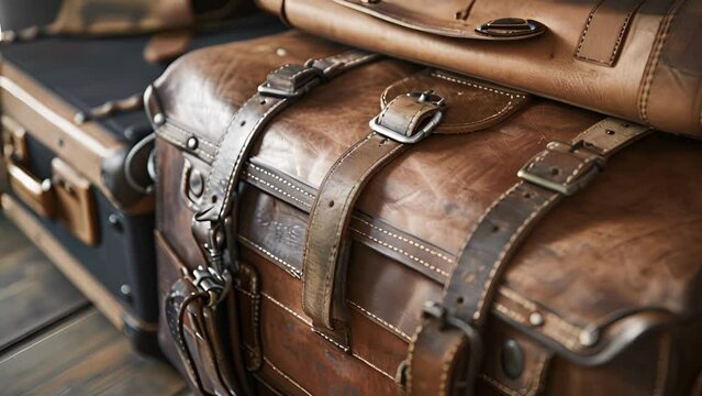 The worn leather ss and aged corners of the vintage luggage tell stories of past adventures and add character to the overall vintage aesthetic.