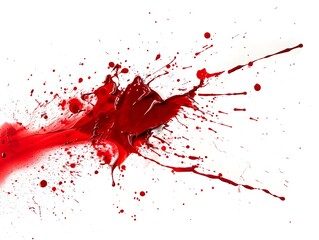 Red Blood-Like Splatter Illusion on White Background