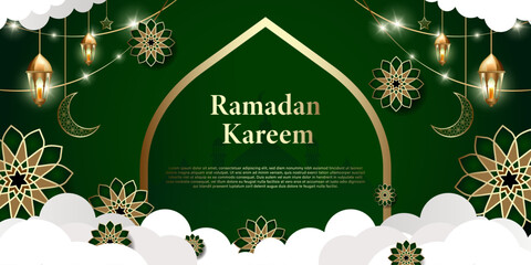 Ramadan or Islamic themed banners. background color is dark green