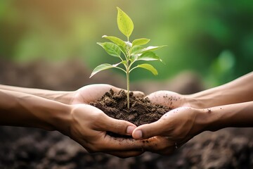 Close up planting a tree