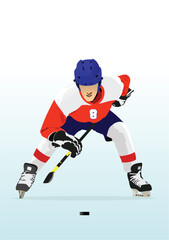Hockey players. 3d vector color illustration