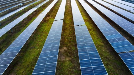 A photo of a large, modern photovoltaic farm.