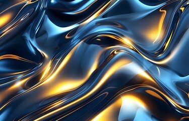 Tech innovation is reflected in the design layout of a metallic abstract wavy liquid background