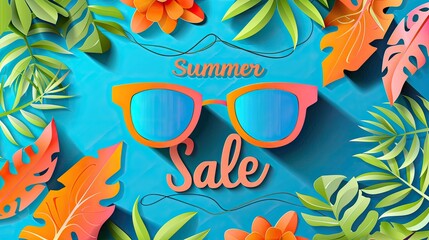 Vibrant summer sale concept with sunglasses