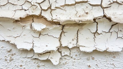 White cracked paint on rough surface
