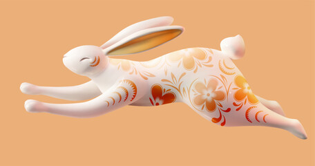 3D floral pattern rabbit element