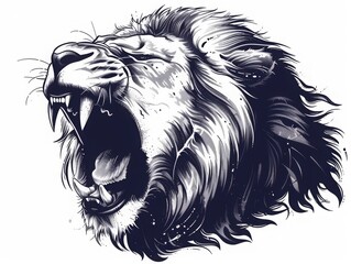 Lion head roaring tattoo style