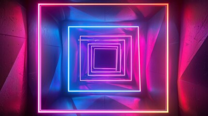 Geometric neon tunnel wallpaper