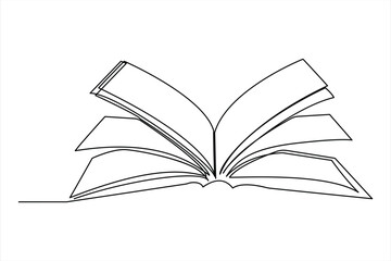 Continuous one line drawing of a book icon. outline vector illustration