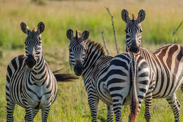 Zebras graze carefree in the Masai mara