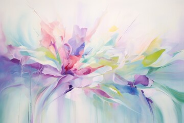 Whispers of Spring Breeze Captured in an Abstract Painting With Gentle, Flowing Strokes, Generative AI