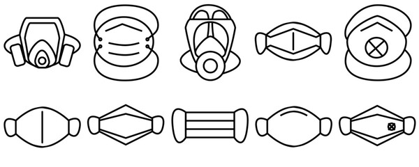 respiratory pollution mask flat outline 