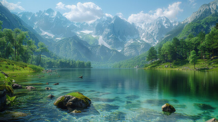 Jasna lake with beautiful reflections of the mountains.