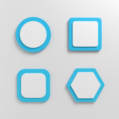 White blank push button set with blue frame.