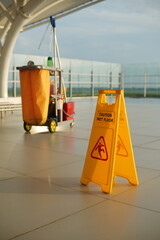 caution wet floor in outdoor