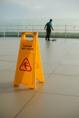 caution wet floor in outdoor