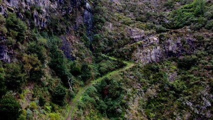 "Embark on a virtual hike along the scenic trails of Madeira, with the drone offering a bird's-eye view of the island's natural wonders
