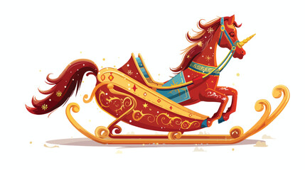 A horse drawn sleigh.