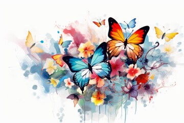 A Fusion of Abstract Butterflies and Blooming Flowers, Evoking the Spirit of Spring, Generative AI