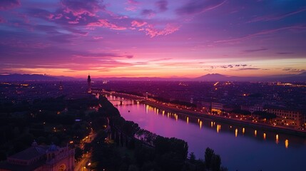 sunset over the river