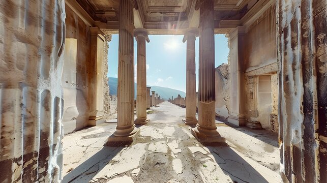 Ruins of Ancient Ephesus and Achaia in the Style of Virtual Reality, To provide high-quality, detailed, and culturally significant stock photos of