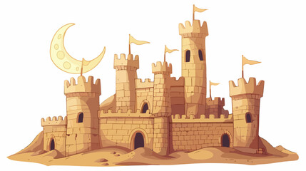 Arabic castle tower with moon. - obrazy, fototapety, plakaty