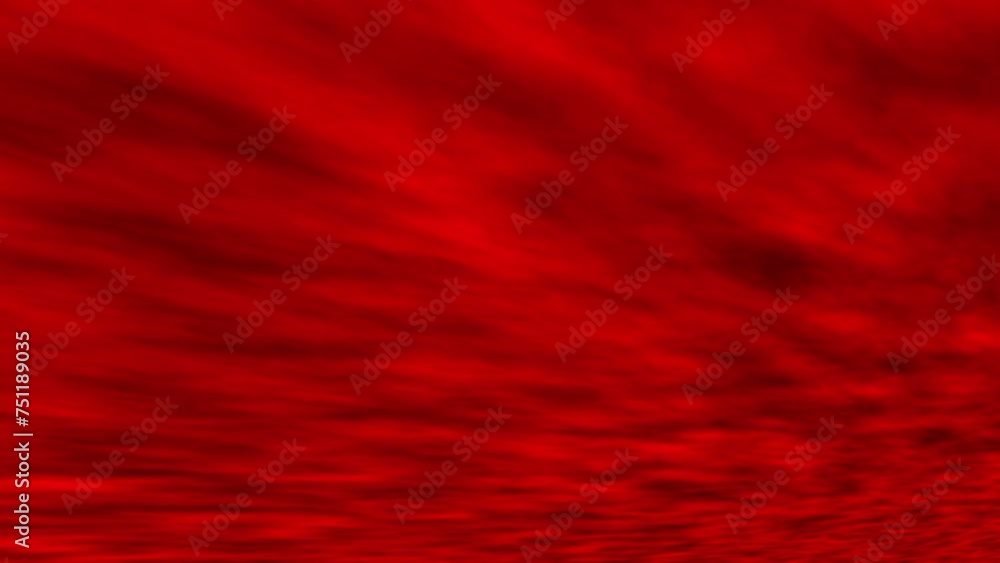 Poster animation of fast moving red clouds at sunset with low angle perspective