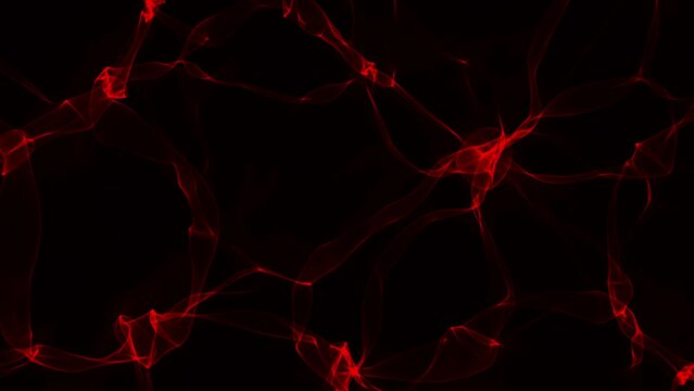 Animation of red slow moving caustic light ripples on black background seen from underneath water surface