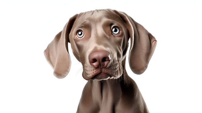 Stunning Closeup Portrait Of Weimaraner Puppy With Mesmerizing Blue Eyes, Cute dog
