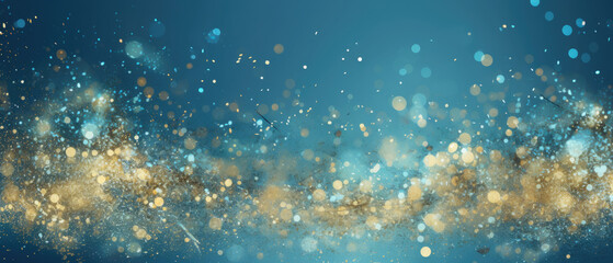 Light blue background with diffused magic sparkling gold glitter texture created with Generative AI Technology 