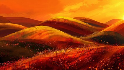 Sunset in the Fields A Painted Landscape Generative AI