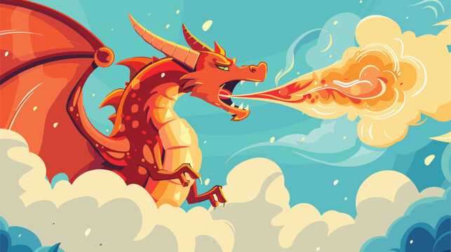 Cartoon fire-breathing dragon.