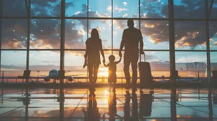 Family Departure at the Modern Airport