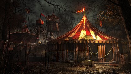 Fall Carnival A Spooky Circus Tent Generative AI