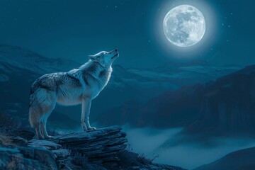 Howling at the Full Moon A Wolf's Nighttime Adventure Generative AI