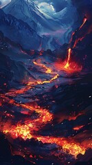 Volcanic Fire A Blazing Hot July Night Generative AI